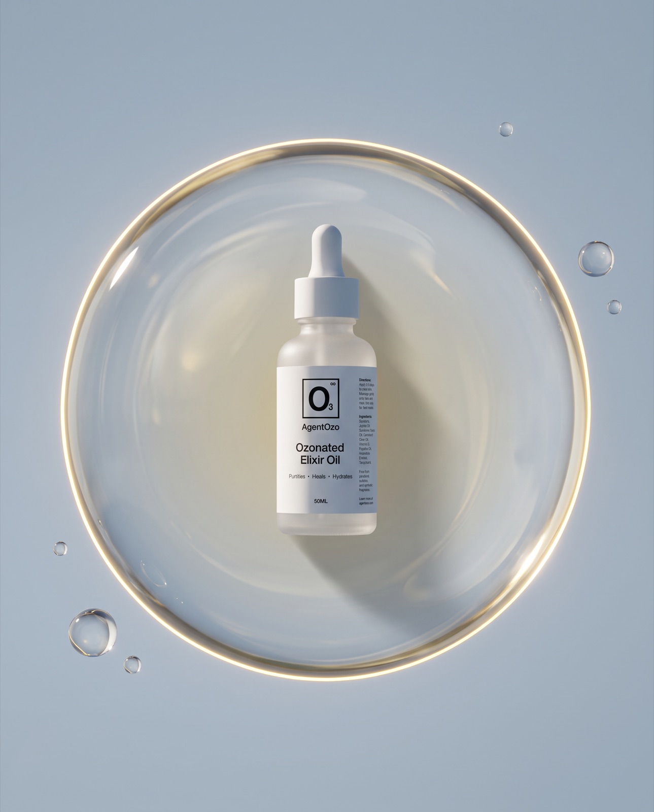The Ozonated Elixir Oil suspended in an oxygen bubble