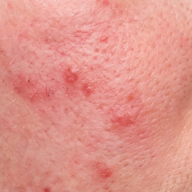 Day 1 — stressed, visibly reactive skin